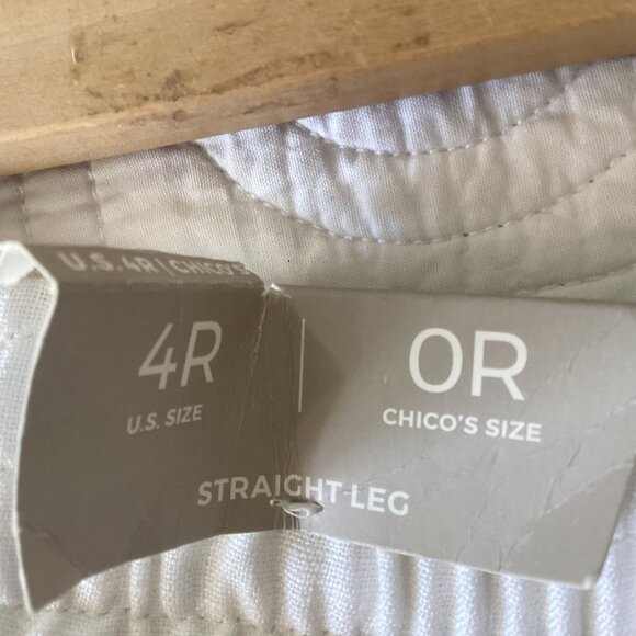NWT Chico's White Linen Wide-Leg Pants With Elastic Waistband Size 4 - Picture 11 of 12